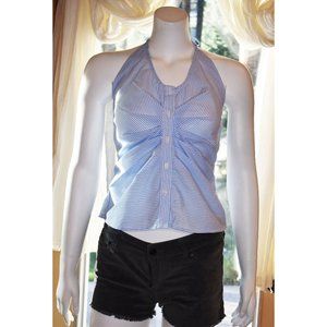 Fashon Nova Striped Button Up Halter Top Small NEW